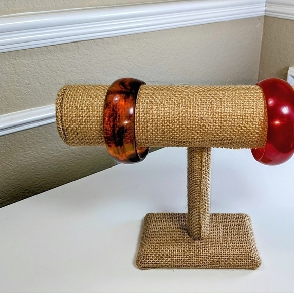 Bakelite 1940s Tortoise Chunky Antique Bangle Bracelet - Picture 3 of 7